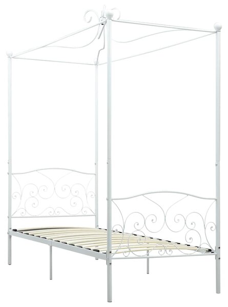 Rám postele s nebesy bílý kovový 100 x 200 cm 284469