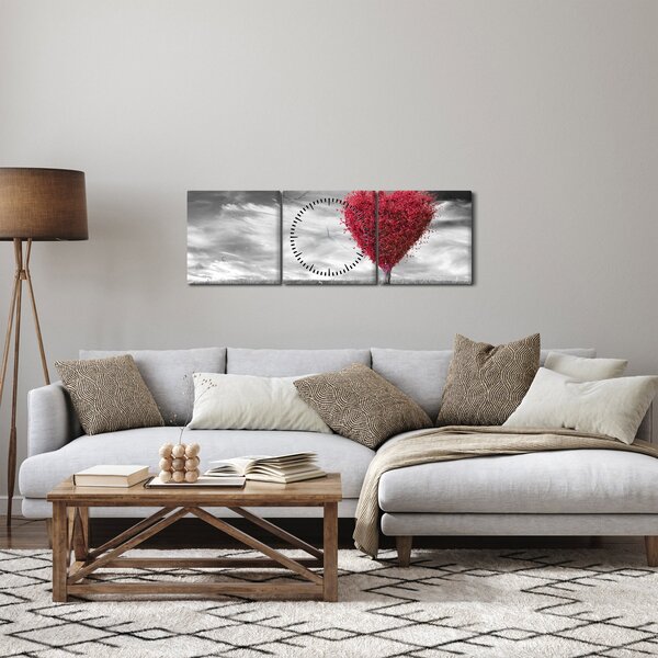 Obraz - Srdce korunou stromu (s hodinami) (90x30 cm)