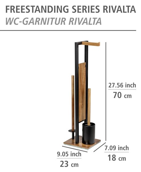 Stojan na toaletní papír a WC kartáč RIVALTA, hnědá