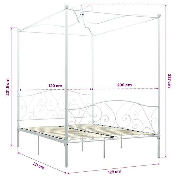 Rám postele s nebesy bílý kovový 120 x 200 cm 284470
