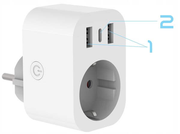 Chytrá Wi-Fi zásuvka TUYA s USB nabíjením