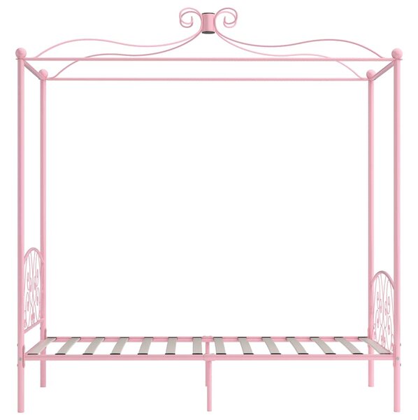 Rám postele s nebesy růžový kovový 90 x 200 cm 284486