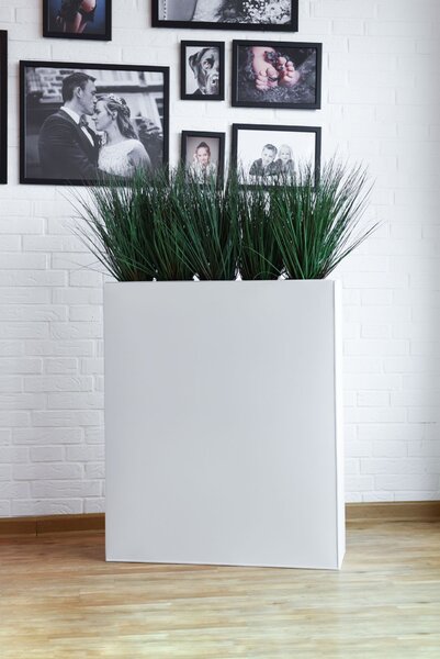 Květináč ELEMENTO, práškovaná ocel, výška 90 cm, bílý mat