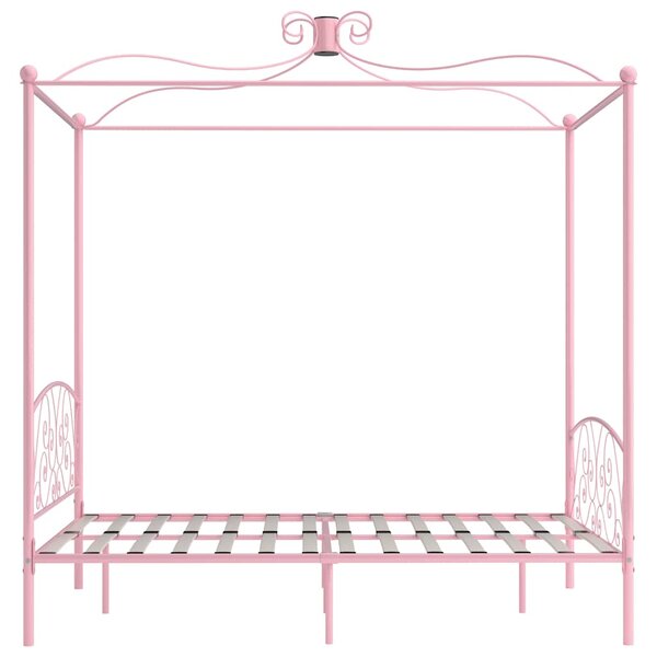 Rám postele s nebesy růžový kovový 140 x 200 cm 284489