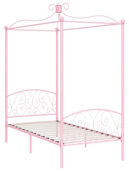 Rám postele s nebesy růžový kovový 90 x 200 cm 284486
