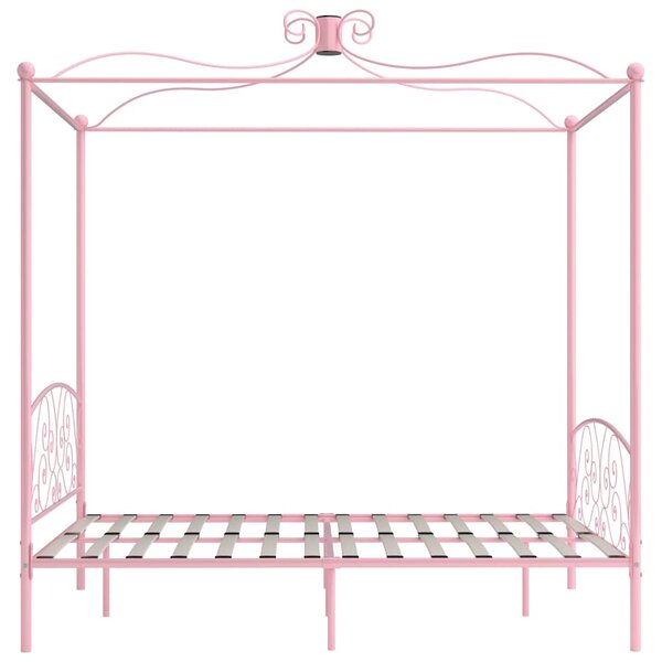 Rám postele s nebesy růžový kovový 160 x 200 cm 284490
