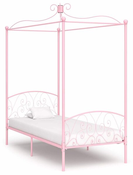 Rám postele s nebesy růžový kovový 90 x 200 cm 284486