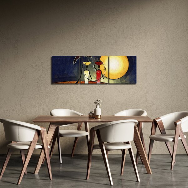 Obraz starověké malby (s hodinami) (90x30 cm)