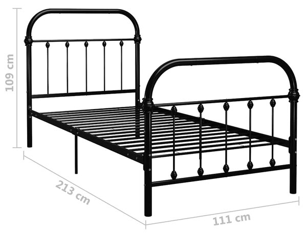 Rám postele černý kov 100 x 200 cm 284499