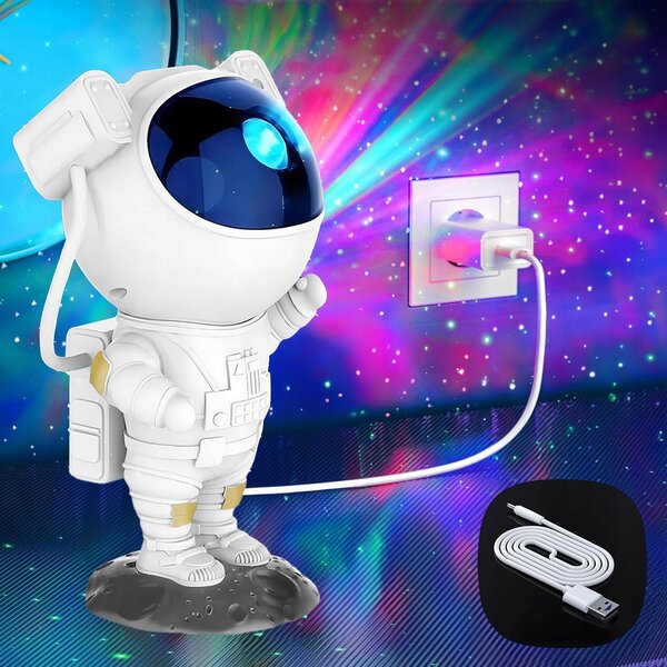 Noční lampička s projektorem hvězd, astronaut 23 cm, 5 W