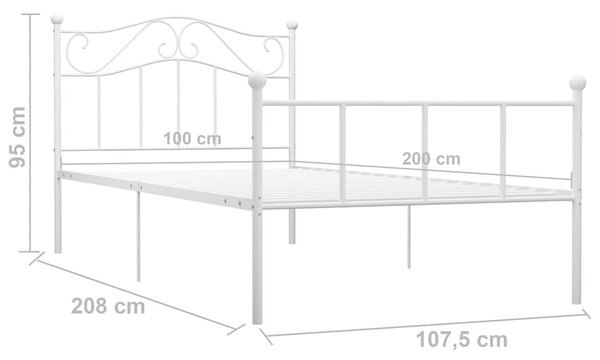 Rám postele bílý kov 100 x 200 cm 284517