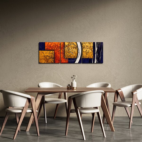 Obraz abstrakce (s hodinami) (90x30 cm)