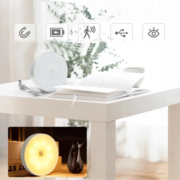 LED noční lampička, s bezdrátovým nabíjením