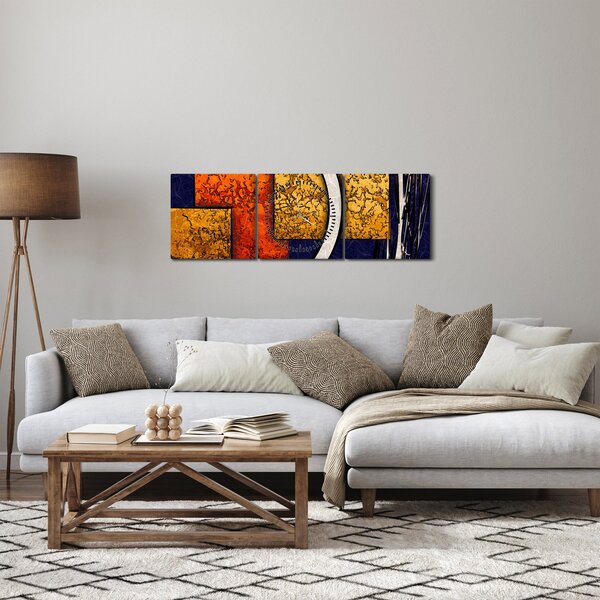 Obraz abstrakce (s hodinami) (90x30 cm)