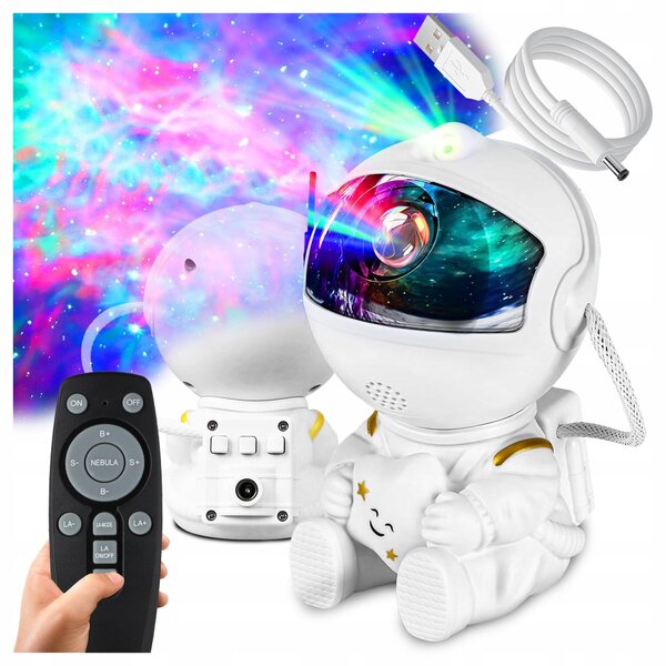 Noční lampička s projektorem hvězd, astronaut 12,5 cm, 5 W