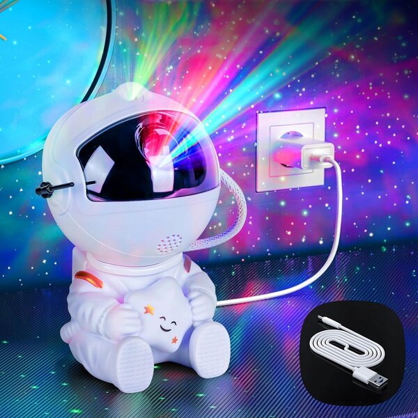 Noční lampička s projektorem hvězd, astronaut 12,5 cm, 5 W
