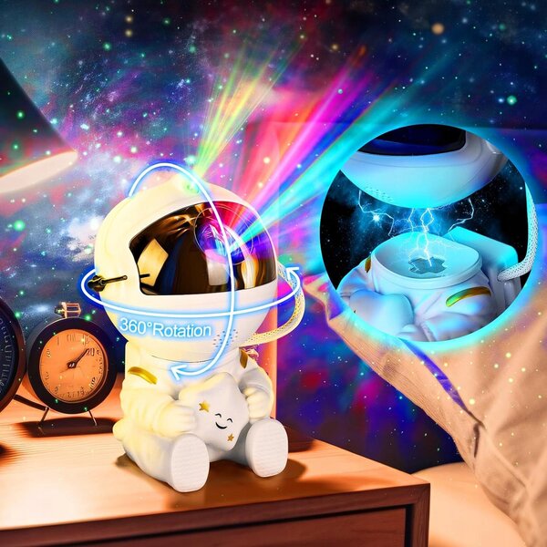 Noční lampička s projektorem hvězd, astronaut 12,5 cm, 5 W