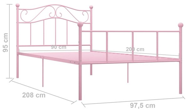 Rám postele růžový kov 90 x 200 cm 284537