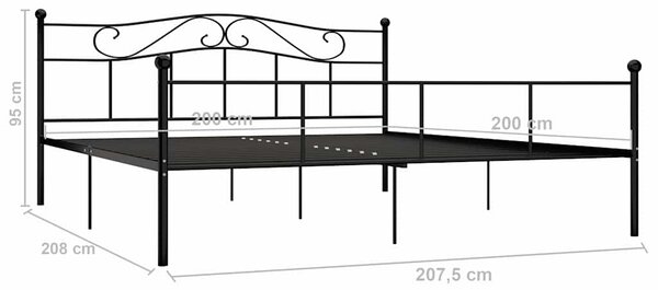Rám postele černý kov 200 x 200 cm 284529