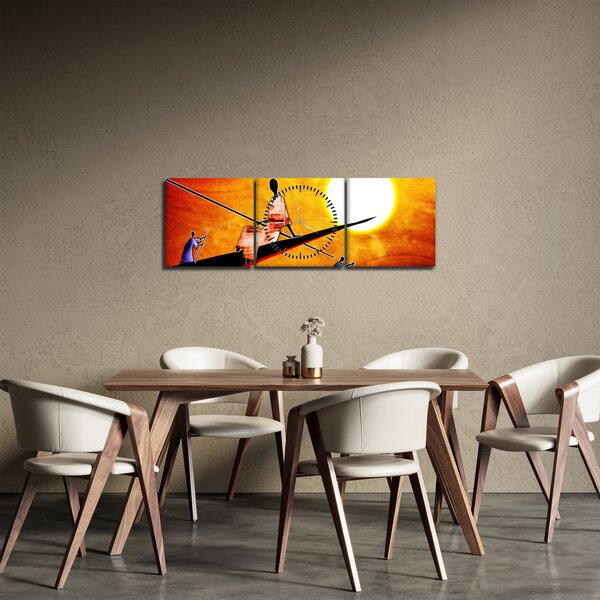 Obraz dobové starověké malby (s hodinami) (90x30 cm)