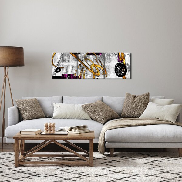 Obraz abstrakce (s hodinami) (90x30 cm)