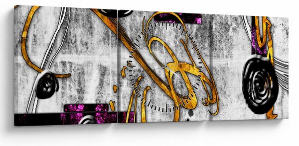 Obraz abstrakce (s hodinami) (90x30 cm)