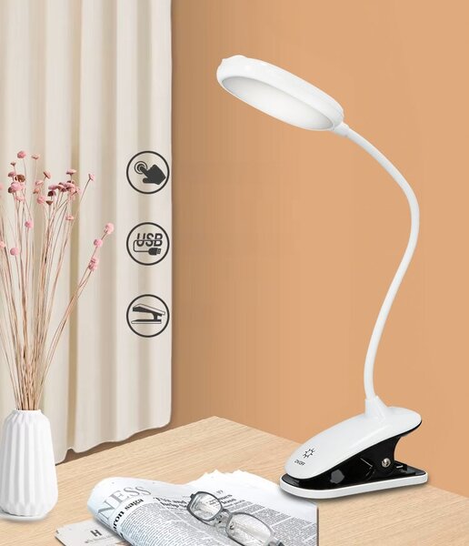 LED stolní lampa, s dotykovým ovládáním, CCT, s klipsem, 5 W, 260 lm