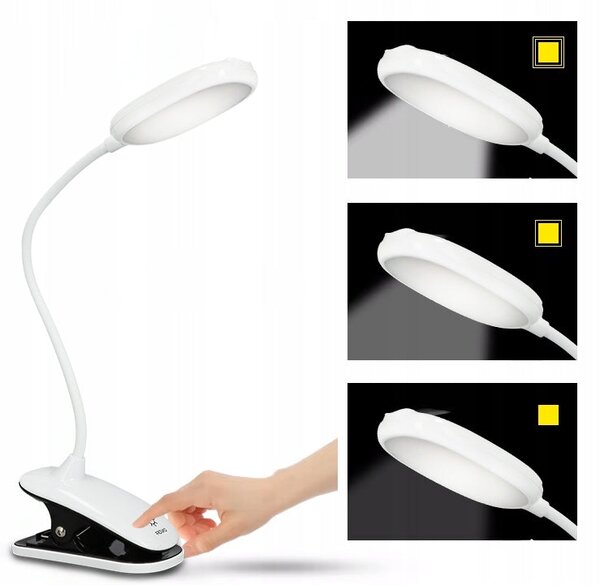LED stolní lampa, s dotykovým ovládáním, CCT, s klipsem, 5 W, 260 lm