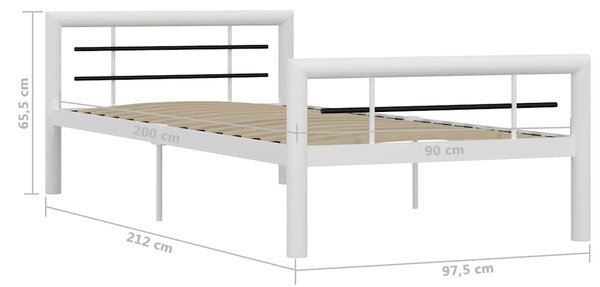 Rám postele bíločerný kov 100 x 200 cm 284545