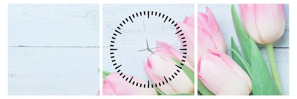 Obraz - Kytice tulipánů (s hodinami) (90x30 cm)