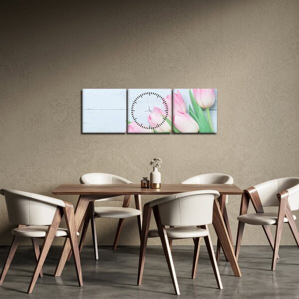 Obraz - Kytice tulipánů (s hodinami) (90x30 cm)
