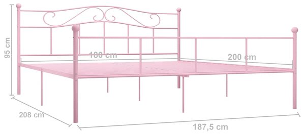 Rám postele růžový kov 180 x 200 cm 284542
