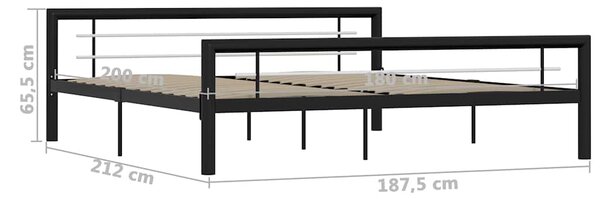 Rám postele černobílý kov 180 x 200 cm 284555