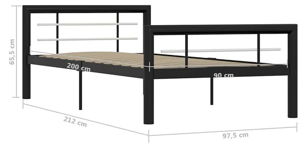 Rám postele černobílý kov 100 x 200 cm 284551