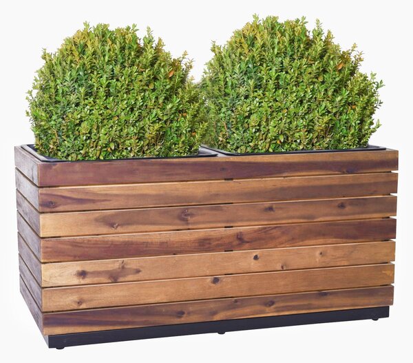 Dřevěný truhlík MAXI, dřevo akácie, šířka 85 cm, hnědý