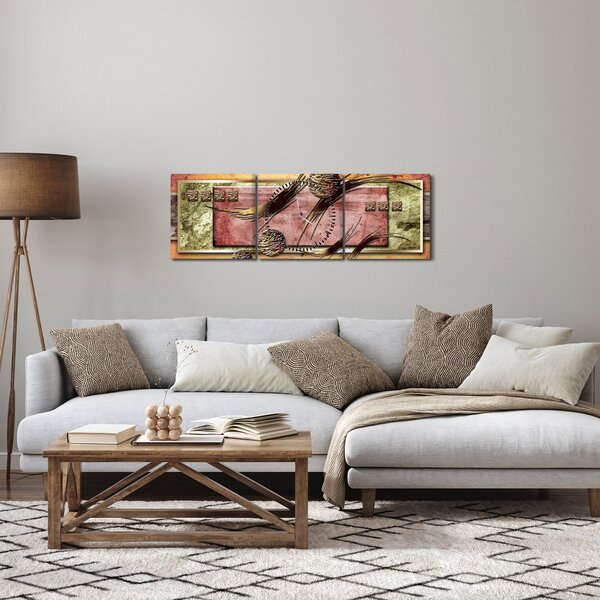 Abstraktní obraz (s hodinami) (90x30 cm)
