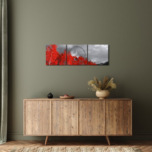 Obraz - Stromy v barvě podzimu (s hodinami) (90x30 cm)