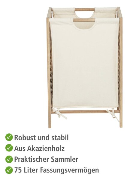 Koš na prádlo s konstrukcí z akátového dřeva ACINA, 48 l, WENKO