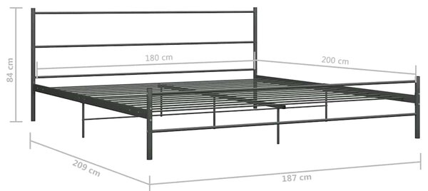 Rám postele šedý kov 180 x 200 cm 284684