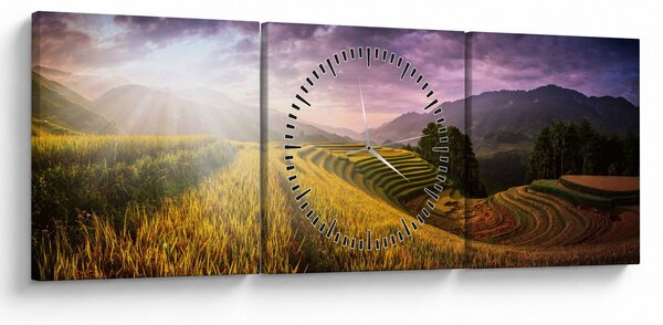 Obraz krajiny (s hodinami) (90x30 cm)
