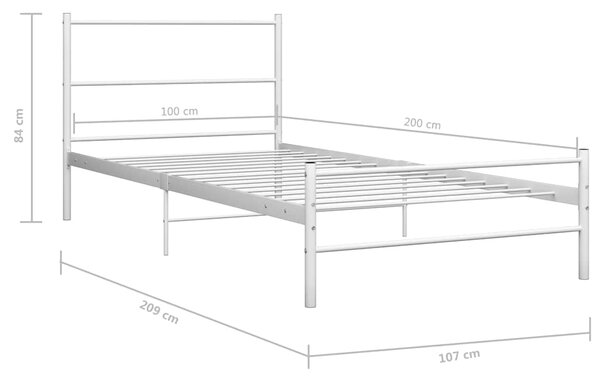 Rám postele bílý kov 100 x 200 cm 284693