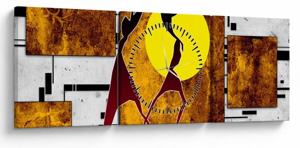 Obraz starověké dobové malby (s hodinami) (90x30 cm)