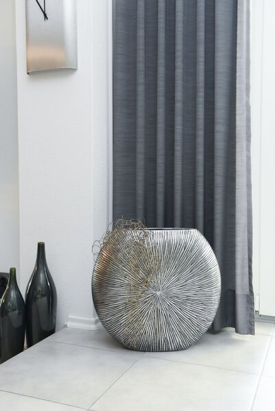 Dekorativní podlahová váza ATENA, sklolaminát, výška 50 cm, stříbrno-černá