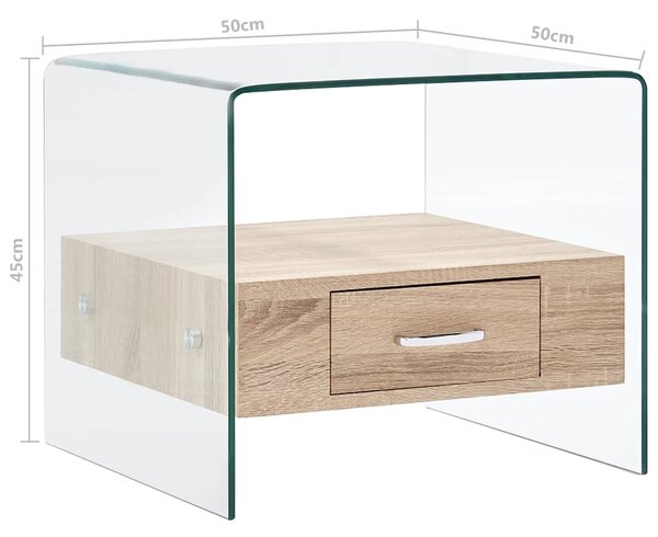 Konferenční stolek se zásuvkou 50 x 50 x 45 cm tvrzené sklo 284724