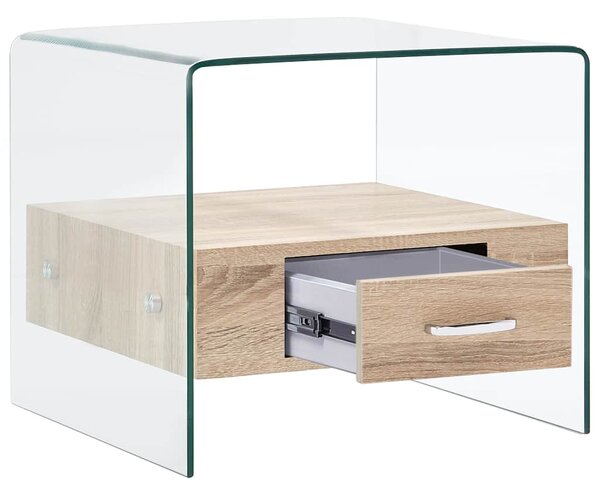 Konferenční stolek se zásuvkou 50 x 50 x 45 cm tvrzené sklo 284724