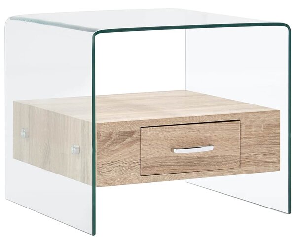 Konferenční stolek se zásuvkou 50 x 50 x 45 cm tvrzené sklo 284724