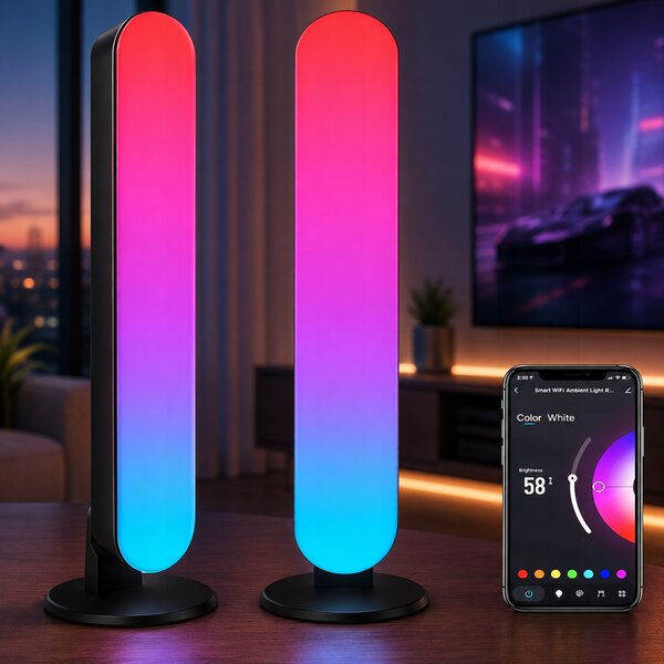 Sada lamp, stolní denní lampa a noční LED RGB lampa Atmosphere s ovládáním TUYA
