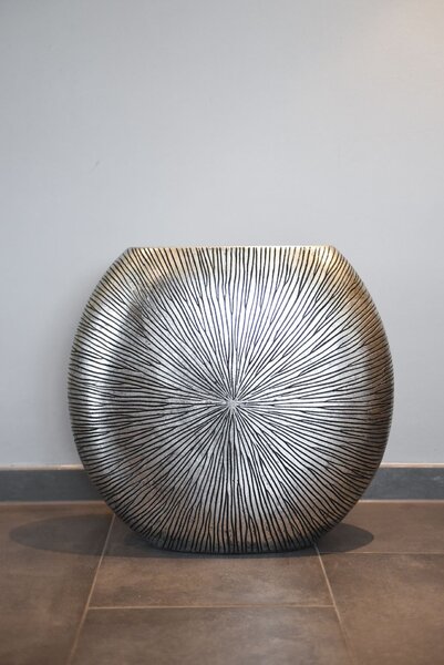 Dekorativní podlahová váza ATENA, sklolaminát, výška 50 cm, stříbrno-černá