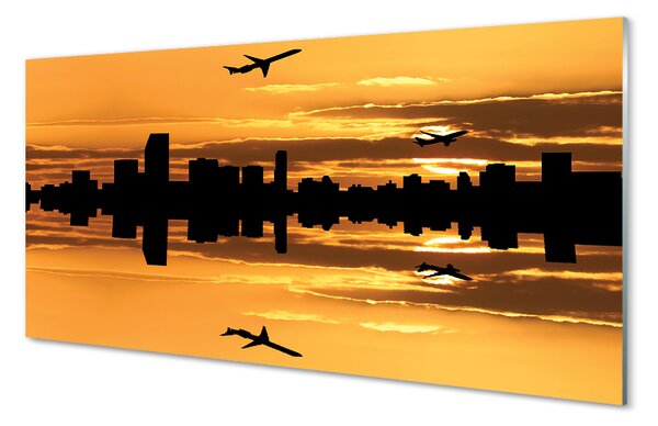 Skleněný panel Sun City letadla 100x50 cm