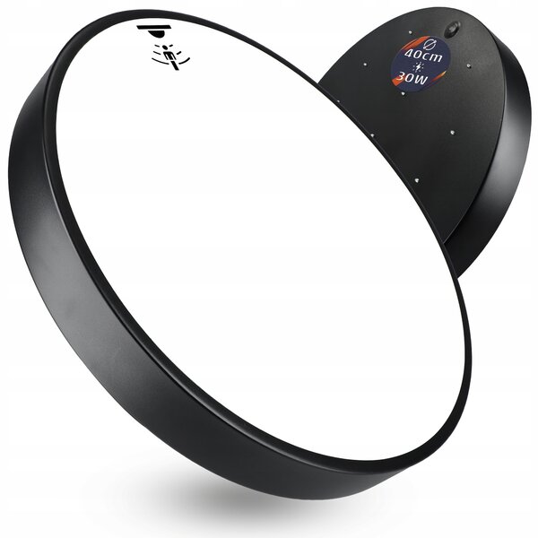 Černé stropní LED svítidlo 30 W, 40 cm
